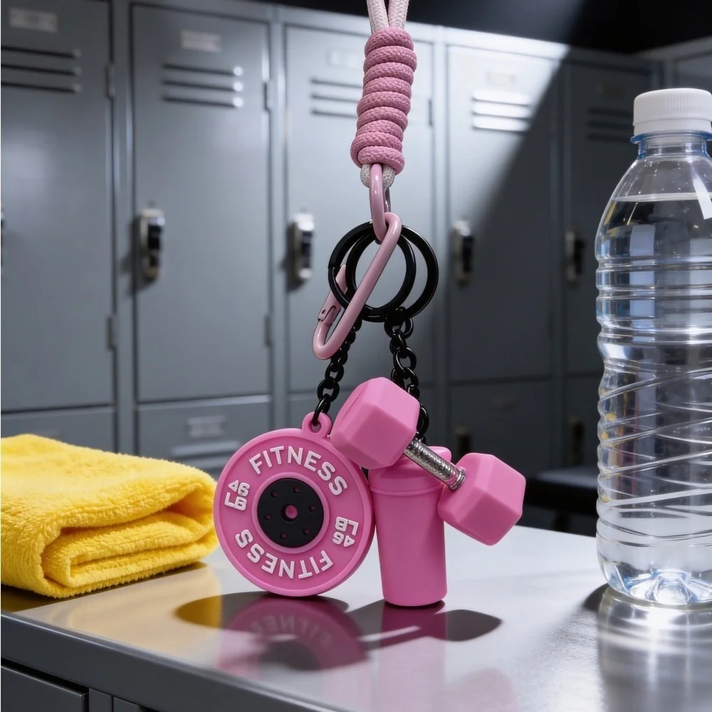 Pinkness Fitness Keychain Set w/ Wristlet bracelet